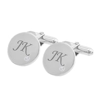 Silber Manschettenknöpfe mit Gravur und Diamanten Gaynor