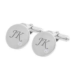 Silber Manschettenknöpfe mit Gravur und Diamanten Gaynor