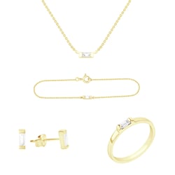 Goldenes Set mit weißen Baguette Saphiren Chanelle