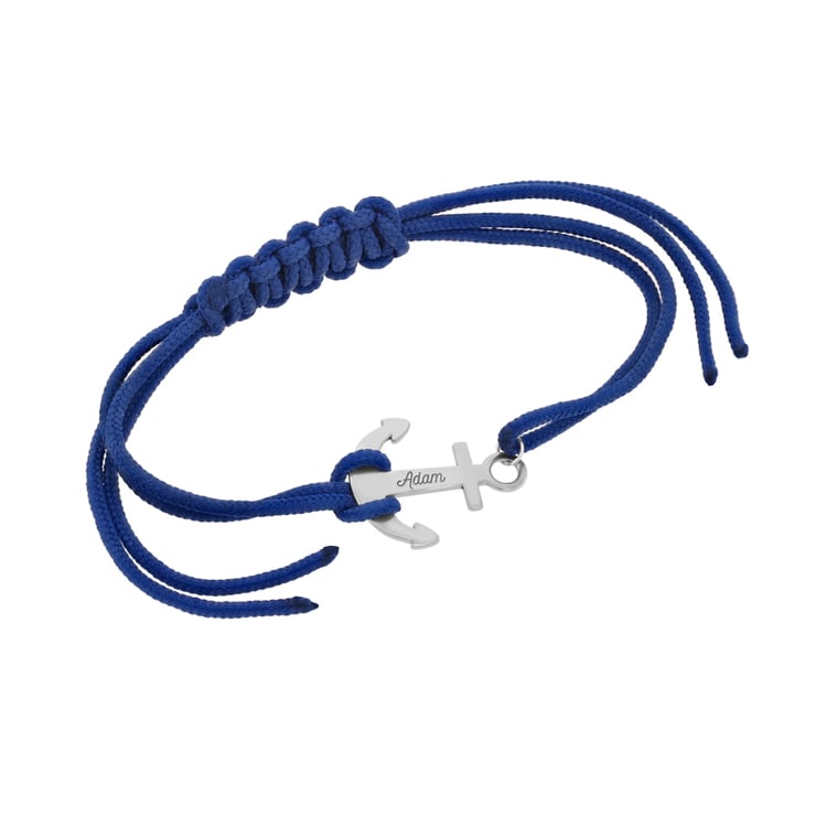 Silbernes String-Armband für Herren mit einem Anker Burks 112775