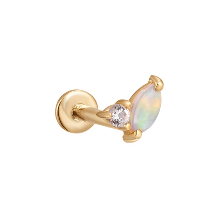 Goldene Piercingstecker mit Opal und Saphir Sarina 126666