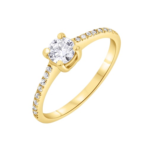 Goldener Verlobungsring mit Diamanten im Pave Stil Dalea
