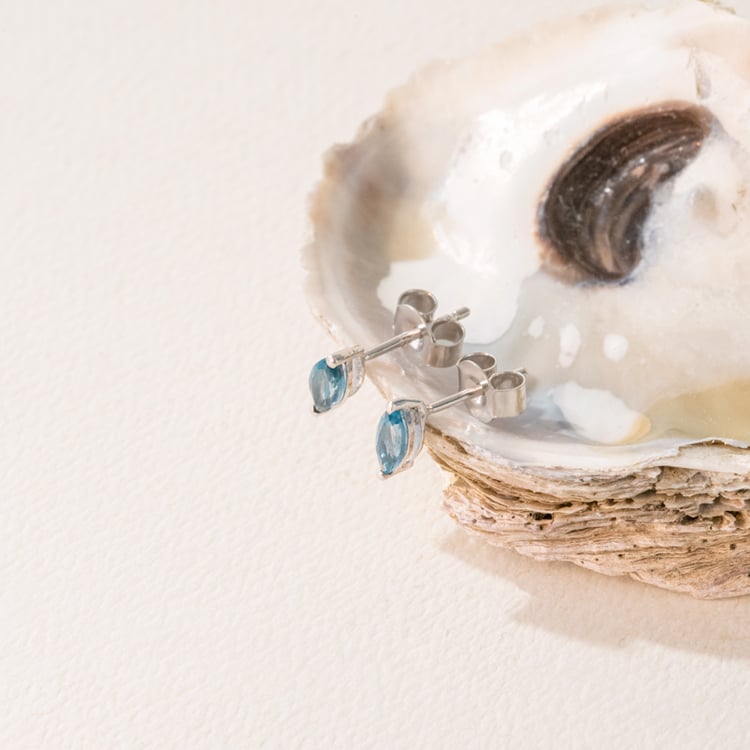 Minimalistische silberne Ohrringe mit Topasen Andine 101032