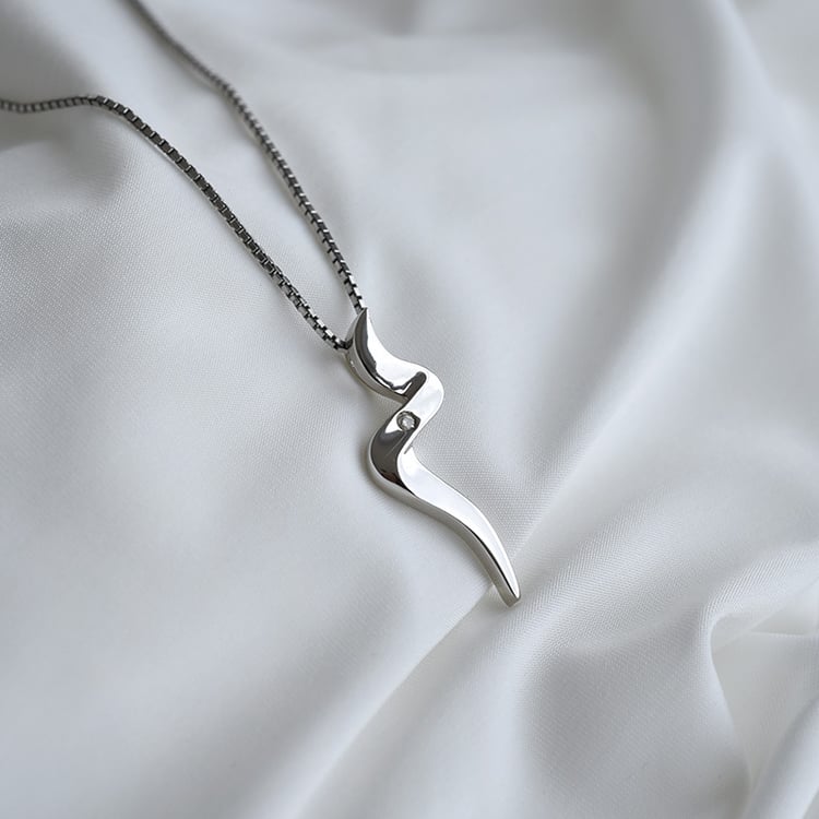 Trendy silberner Anhänger mit einem Diamanten Shanin 86238