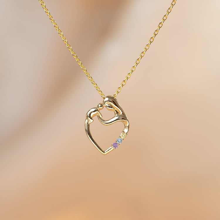 Silberner Anhänger Mutter und Kind mit Edelsteinen Ihrer Wahl Eisa 120165