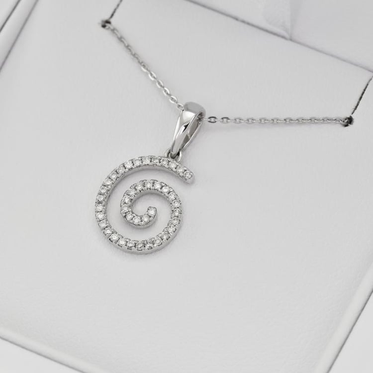Diamant Halskette mit Spirale Diamant Anhänger in Eppi-Geschenkgox 25167