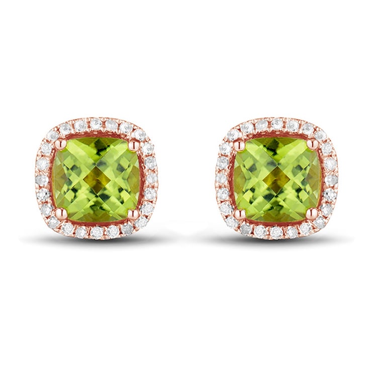 Goldene Ohrringe mit Olivinen und Diamanten Quiny 90549