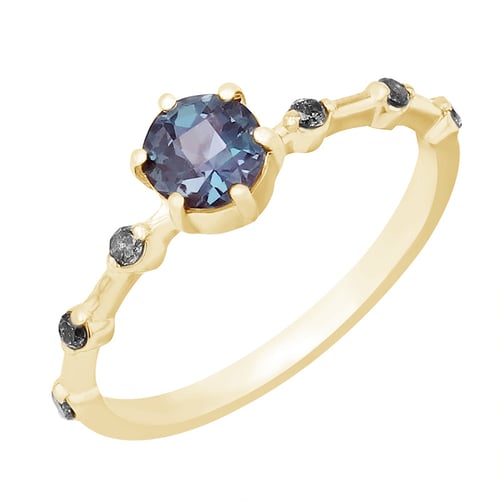 Ring mit Alexandrit und seitlichen Salt and Pepper Diamanten Imelda