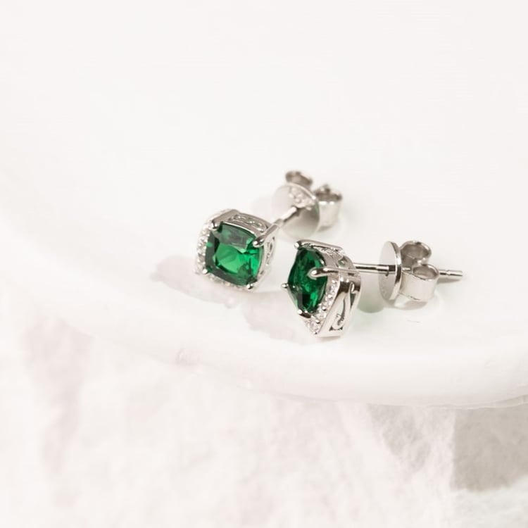 Ohrstecker in Silber mit Smaragd 164414