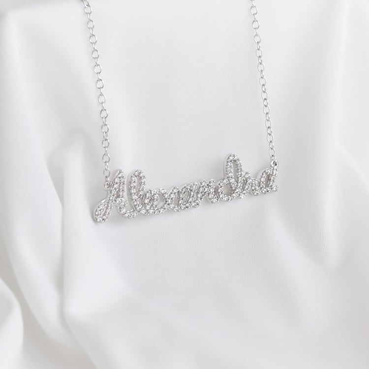 Silber Diamantkette mit Namen Noah 97597