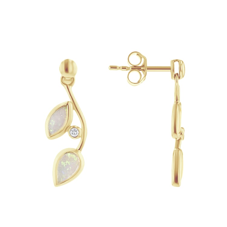 Ohrstecker mit Opalen in Blattform und Diamanten Corbett 111436