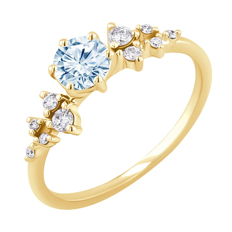 Verlobungsring mit Aquamarin und Labgrown Diamanten Olha