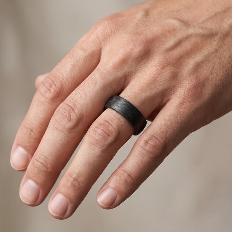 Leicht abgerundeter Ring für Herren aus Carbon Lorena 167770