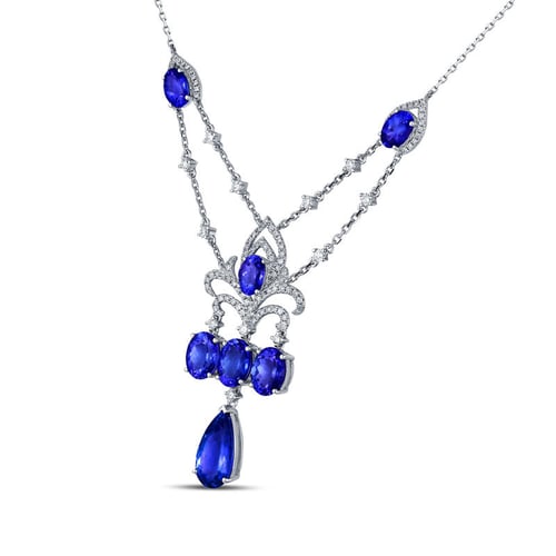 Halskette mit Tansaniten und Diamanten Noeti