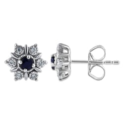 Elegante Ohrringe in Blütenform mit Saphiren und Lab Grown Diamanten Ismat