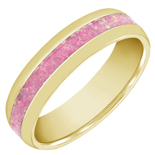 Goldene Eheringe mit rosa Opalfüllung Paole