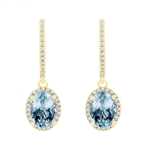 Goldene Ohrringe mit Aquamarinen und Diamanten Azura