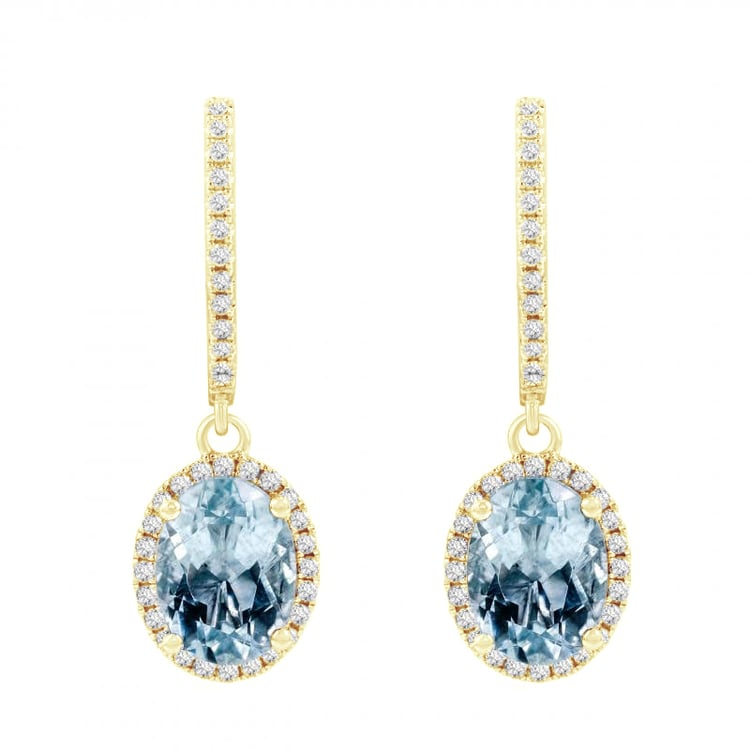 Goldene Ohrringe mit Aquamarinen und Diamanten Azura 85644