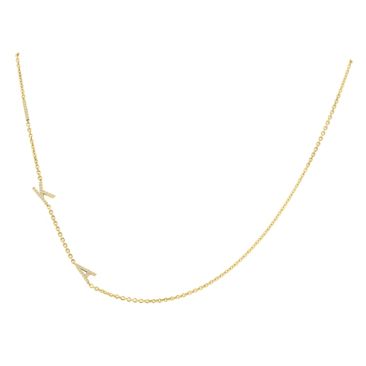 Kette mit drei Buchstaben und Lab Grown Diamanten Lupe