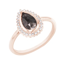 Ring mit Pear Salt and Pepper Diamanten und Diamanten Danni