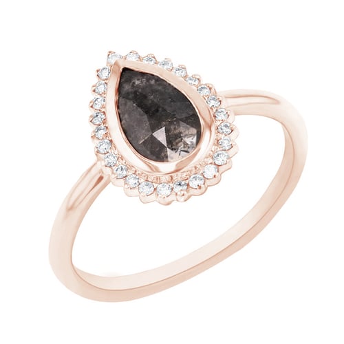 Ring mit Pear Salt and Pepper Diamanten und Diamanten Clemency