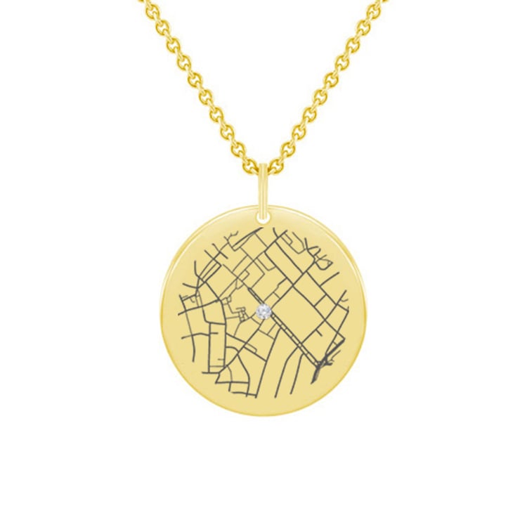 Silberner Anhänger mit Landkarte Ihrer Wahl Abhay 89265