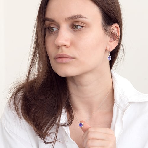 Tansanit Halskette mit Diamanten Naara