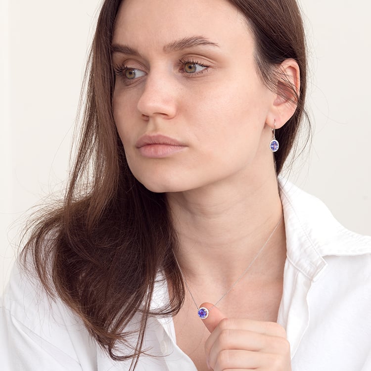 Tansanit Halskette mit Diamanten Naara 129220