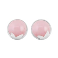 Goldene Ohrringe mit rosa Opal in Cabochon-Schliff Erica