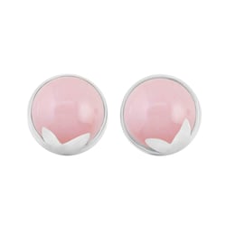 Goldene Ohrringe mit rosa Opal in Cabochon-Schliff Erica