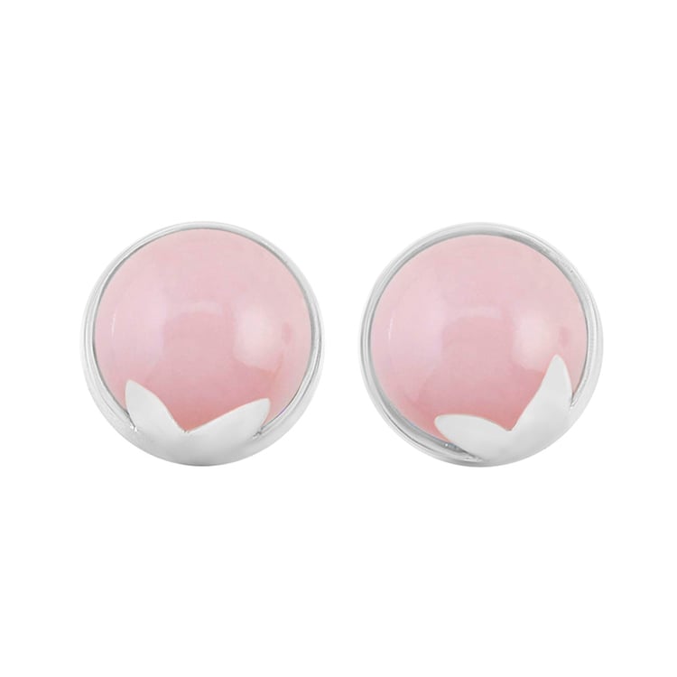 Goldene Ohrringe mit rosa Opal in Cabochon-Schliff Erica