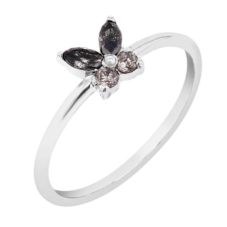 Ring mit Salt and Pepper Diamanten in Schmetterlingsform Romy
