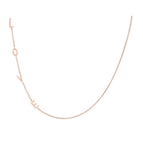 Silberne Kette mit den Buchstaben LOVE Lupe