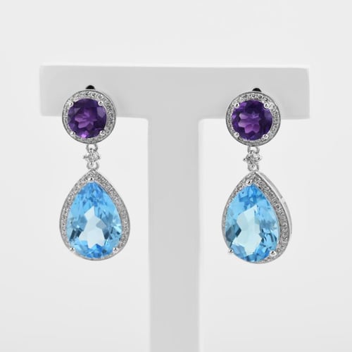 Ohrringe mit Topas und Amethyst Bulia