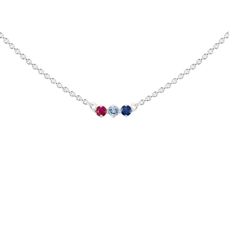 Minimalistische Halskette mit Rubin, Aquamarin und blauem Saphir Kiah