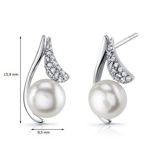 Silberne Perlenohrstecker mit Zirkonia Lomina 9137