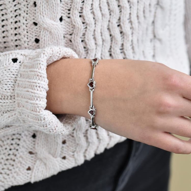 Silber-Armband mit Granatherzen Haxy 10134