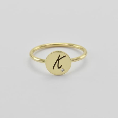 Ring aus Gold mit Diamant und Gravur Narik