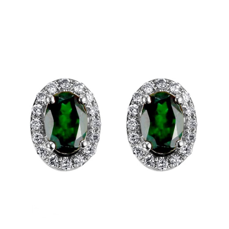 Goldene Ohrringe mit Tsavorit Granat Elina 80874