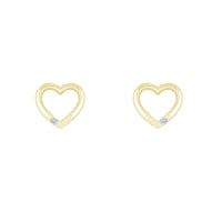 Goldene Ohrringe in Herzform mit Diamanten Stella