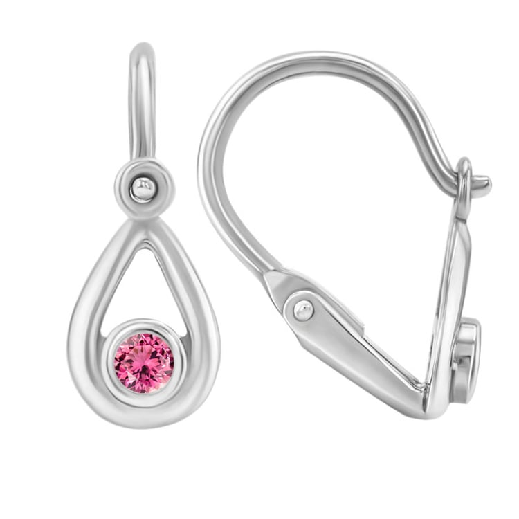 Goldene Kinderohrringe im Tropfenform mit Edelstein Ihrer Wahl Cinderella 32351