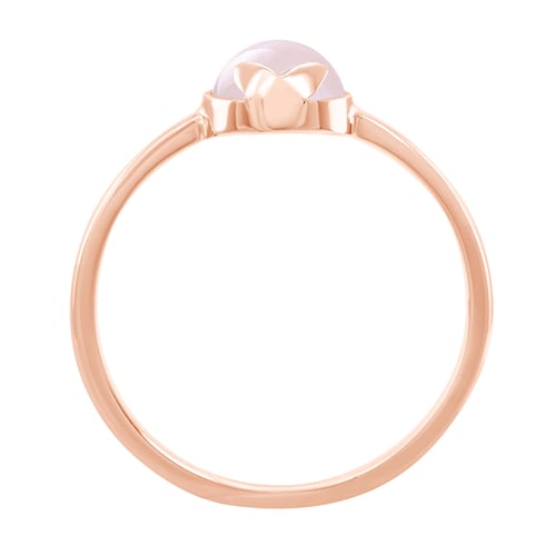 Goldener Ring mit Cabochon-Rosenquarz Yana