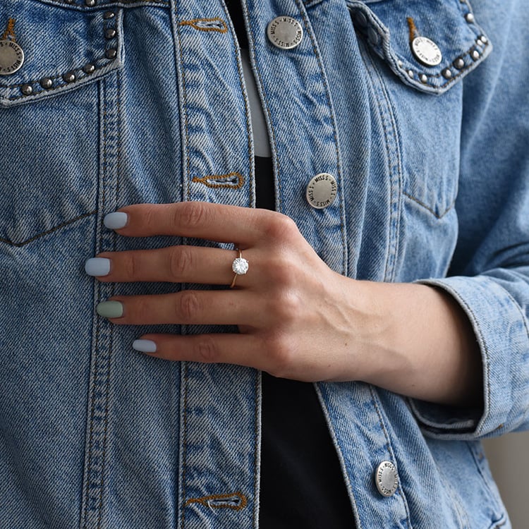 Solitär Verlobungsring mit Moissanit und Diamant Hleene 71896