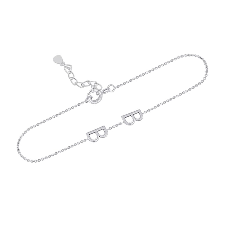Silbernes Armband mit 2 Buchstaben Ihrer Wahl Annika