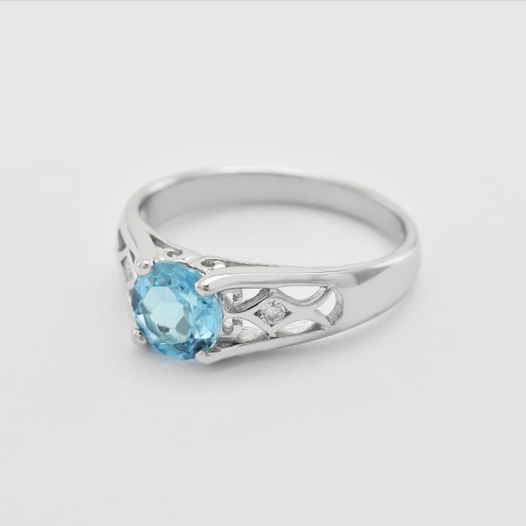 Schweizerblauer Topas in Silberring 31795