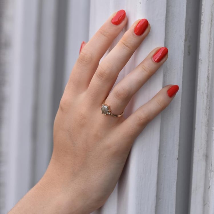 Ring mit hexagon Salt and Pepper Diamant Eldrid 44217