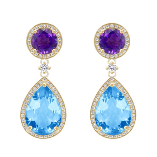 Ohrringe mit Topas und Amethyst Bulia