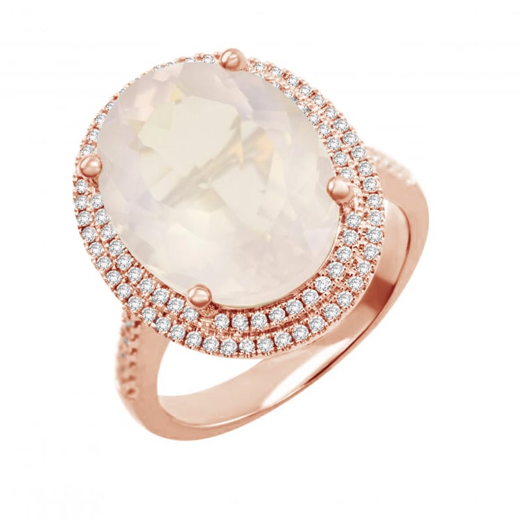 Goldring mit Rosenquartz und Diamanten Karse 88479