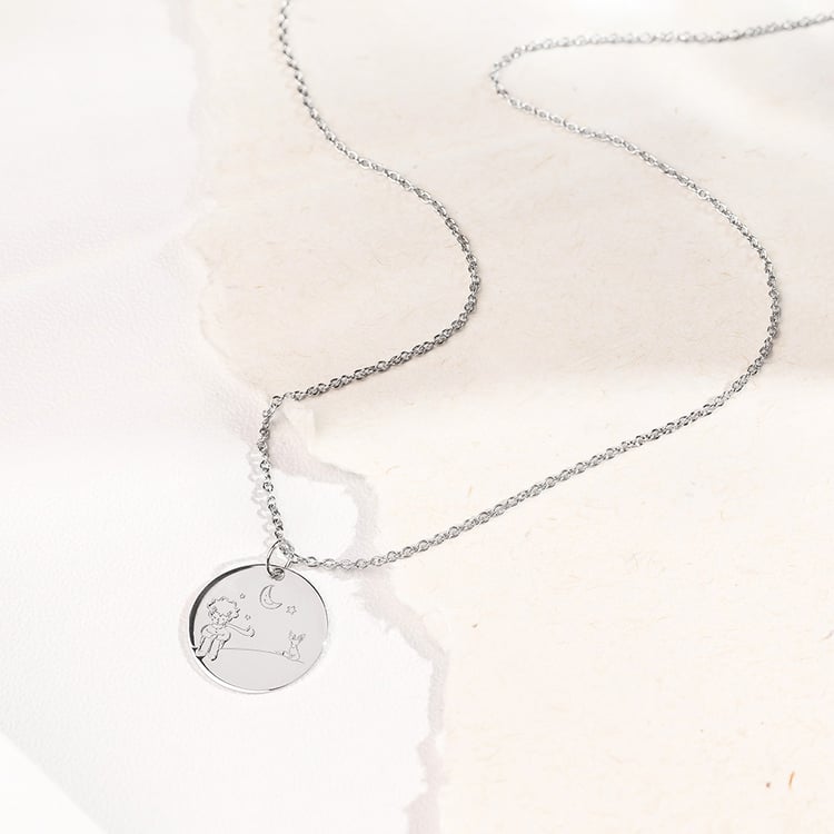 Platinanhänger Der Kleine Prinz mit Fuchs und Gravur 157483