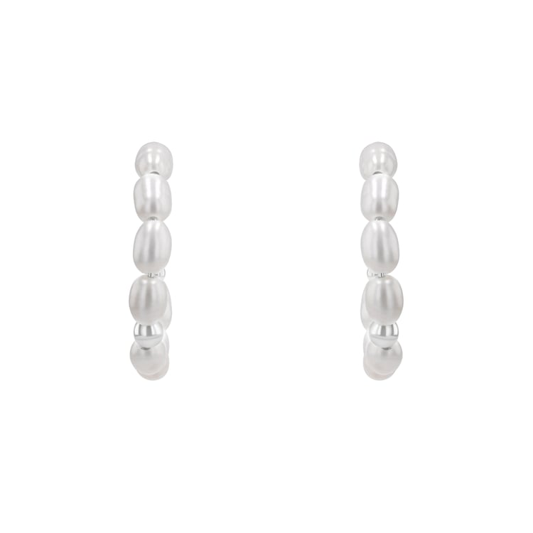 Silberne runde Ohrringe mit Perlen Roxanne 163882